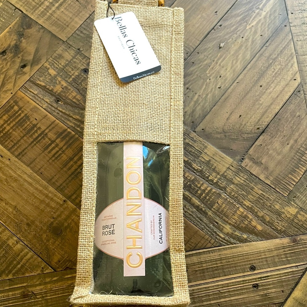 Natural Jute Wine Bottle Bag with wooden handle